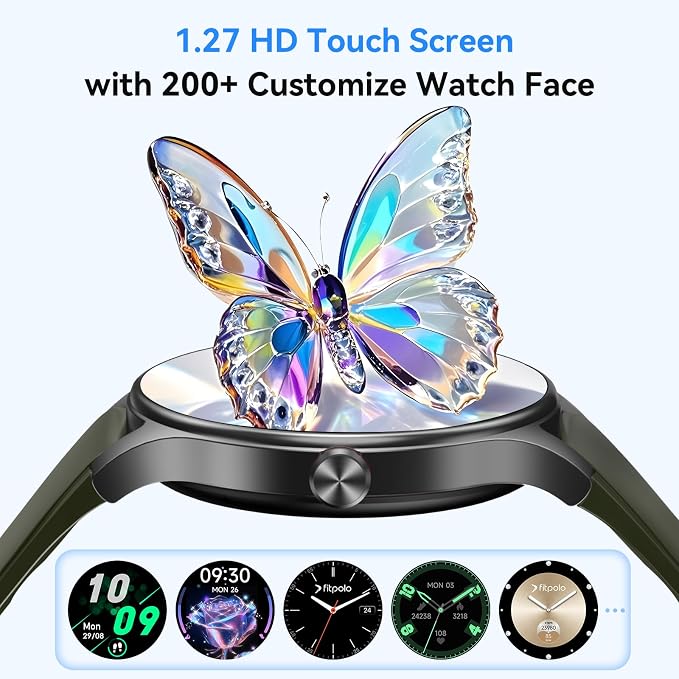 Smart Watches for Women Men, 1.27" Round Fitness Watch for Android iPhone with Bluetooth Calls (Make/Answer), AI Voice Command, Heart Rate/SpO2/Sleep Monitor, 12 Days Battery, IP68 Waterproof