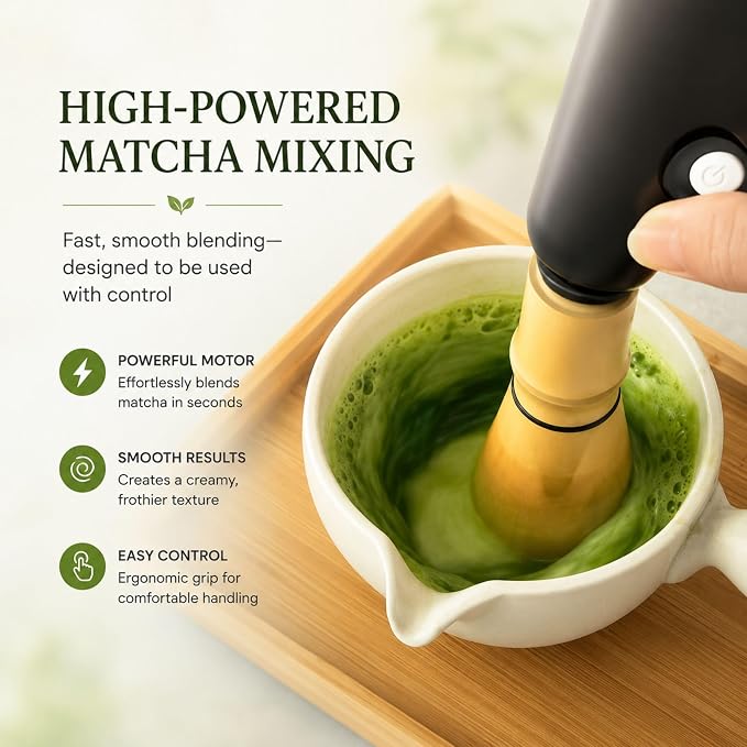 Matcha Electric Whisk Set - Rechargeable Handheld Frother with Whisk and Holder | Automatic Stirrer for the Perfect Blend | Handheld Frother for Matcha Tea Lovers (Electric Matcha Whisk)