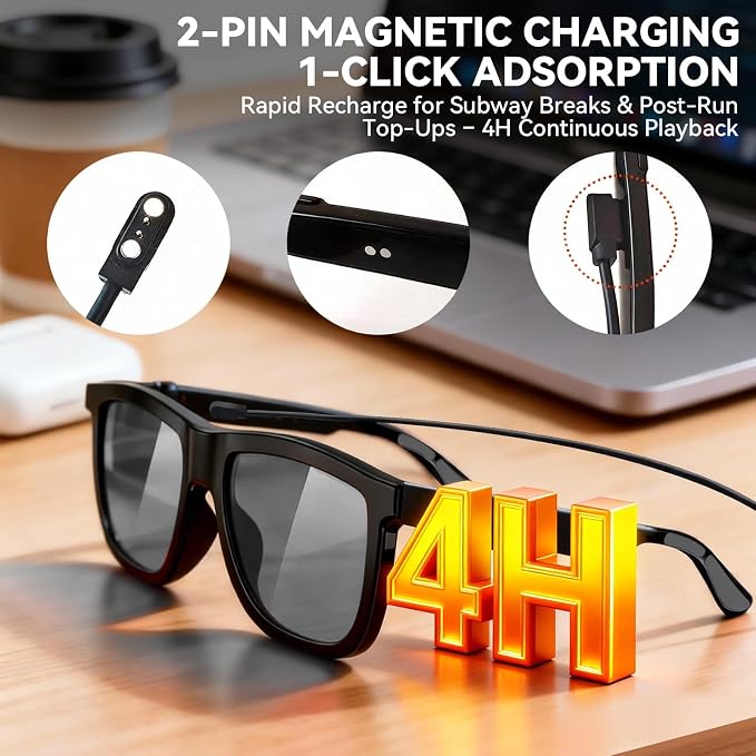 2026 Smart Audio Glasses with Electrochromic Lenses, Adjustable Tint Sunglasses for Driving,Travel,Daily Use,Open Ear Bluetooth 5.4, AI Translation, Premium Tech Gadget Gift for Men Women