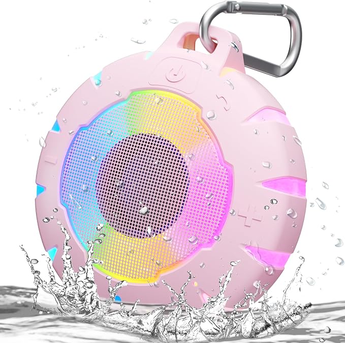 HEYSONG Waterproof Shower Bluetooth Speaker, Durable & Portable with Clear Sound, Ideal for Shower, Pool, Beach & Kayaking – Great Gifts for Girls, Women