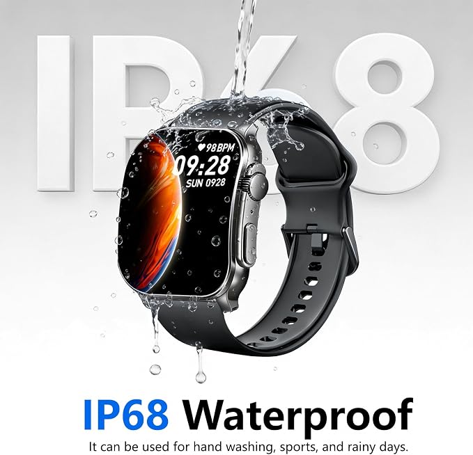 Smart Watch, 2.01" AMOLED Curved Touchscreen Fitness Watch for Men Women, IP68 Waterproof, 24/7 Heart Rate/Sleep Monitor, Fitness Tracker with Pedometer, 120+ Sports Modes, Smartwatch for Android iOS