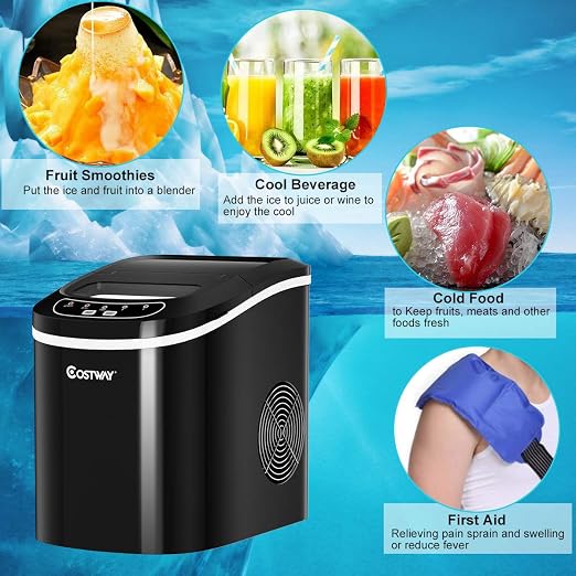 Byroce Portable Countertop Ice Maker, Electric Ice Maker with Easy Operated Panel, Ice Cubes Ready in 6 Mins, 26LBS/24 Hours, Quiet Running and Energy Efficient, Countertop Ice Making Machine
