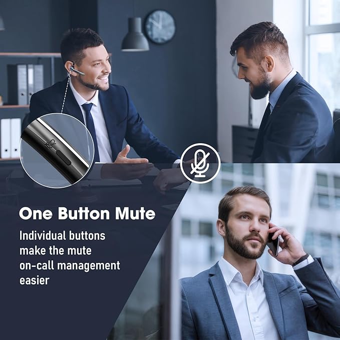 Ngsod Bluetooth Headset, Wireless Earpiece with Upgrade Noise Canceling Mic,500mAh Charging Case Support 72H Talking Time,Hand-Free Headphones with Mute Button for Computer Cell Phones Trucker Work