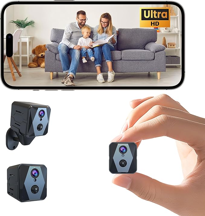 vebiliki Spy Camera, 4K Hidden Camera, Mini Camera, Real-Time Recording, AI Motion Detection, Support Cloud & TF Storage, Auto Night Vision, WiFi Cameras for Home Security, 2.4G WiFi Only