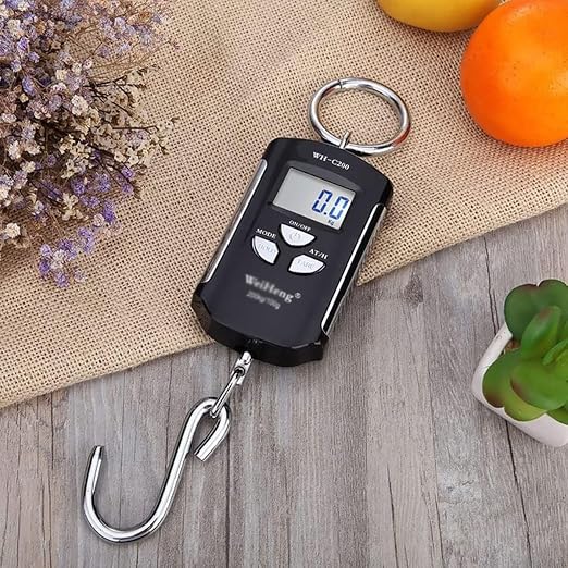 Digital Luggage Scales, 200kg/100g Mini Crane Scale Portable Heavy Duty Crane Scale LCD Display with Backlight Industrial Digital Scales (Color : Red, Size : 200Kg/100g)(Silver)
