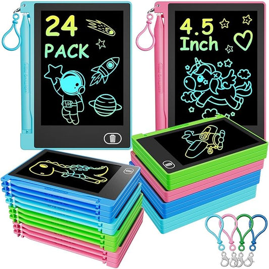 24 PCS Mini LCD Writing Tablet, 4.5 Inch Small Drawing Pad for Kids, Erasable Educational Toys Learning Writing Pad, Reusable Toy Gift Preschool Art Board for Girls Boys Party Favor