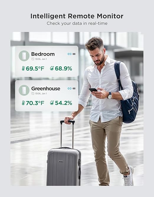 GoveeLife 2.0 WiFi Hygrometer Thermometer 6 Pack, Smart Humidity Temperature Sensor with App Notifications, Temperature Humidity for Bedroom, Wine Cellar, Basements（Only Support 2.4G Wi-Fi