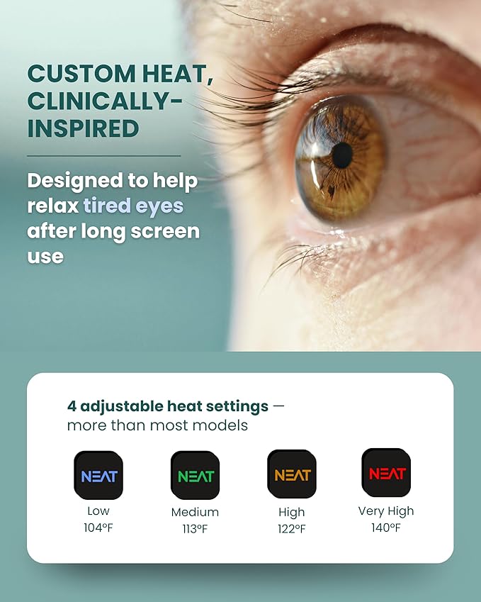 Heated Eye Mask – Cordless Rechargeable Warm Eye Mask with 4 Heat Levels – Completely Blackout Comfort for Sleep & Travel - Mothers Day Gifts Self Care for Mom & Grandma(Ocean Stone)