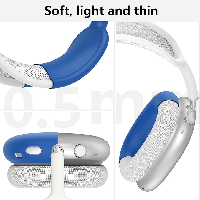 Silicone Case Cover for AirPods Max Headphones, Ear Pad Case Cover/Ear Cups Cover/Headband Cover for AirPods Max 2/1 (2026/2024/2020)(USB-C/Lightning), Accessories for Apple AirPods Max 2, Cobalt Blue
