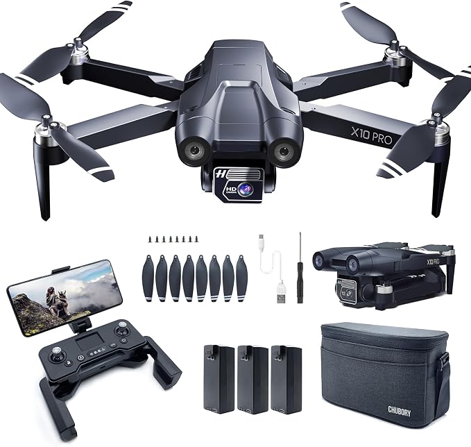 GPS Drone with Camera 4K UHD for Adults, 90 Min Long Flight Time,Long Control Range, Auto Return, Follow Me, Brushless Motor, CHUBORY X10 PRO 5G FPV RC Quadcopter for Beginners