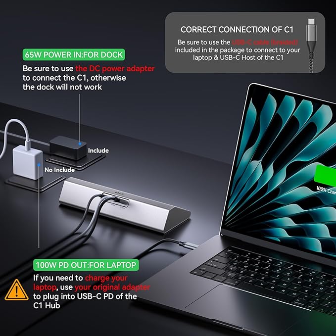 Gitfos Powered USB Hub,15 in 1 USB 3.2 Hub, USB C Hub with PD 100W, USB C 45W Charge, 10Gbps Data, 8 USB A, 65W Power Adapter, 3.3FT Cable, Aluminum USB Hub for PC, Laptop, Mac, Mac mini, iMac, iPad