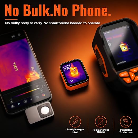 Mini Thermal Camera, 80x60 IR Resolution Infrared Camera with Touchscreen, Portable Thermal Imaging Camera with 50° Wide-Angle Lens, Heat Sensor for HVAC, Home Inspection, Water Leak Detection