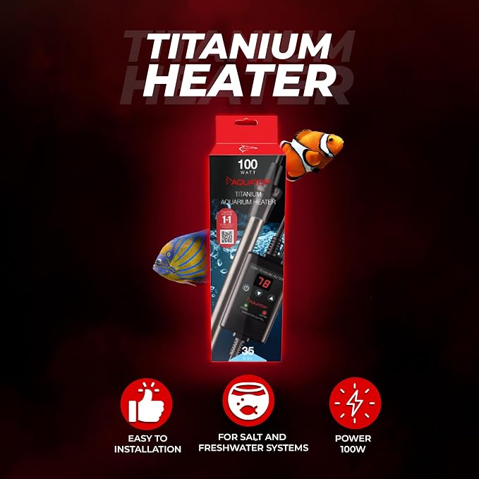 Aquatop Titanium Heater with Controller - Fully Submersible - Adjustable Temperature - for Turtles & Large Fish for Turtles & Large Fish - TH-C100