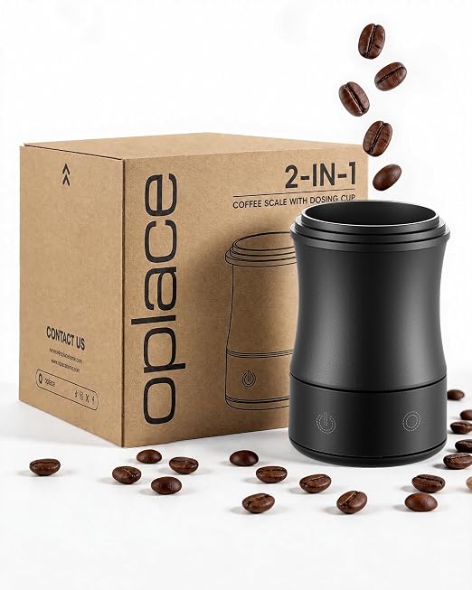 Digital Coffee Scale with Timer, 2-in-1 Espresso Scale & Coffee Dosing Cup, Magnetic Design Fits 54mm & 58mm Portafilter, Rechargeable, Max 500g/0.1g Precision, Auto-Off Setting, Black