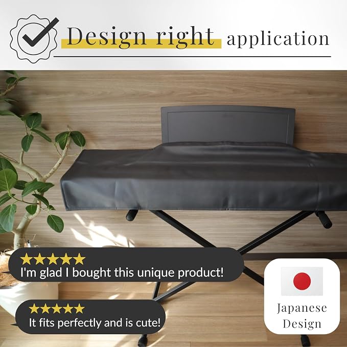 88 Keys Piano Keyboard Dust Cover PiuColor, Designed by Professional Pianist, Music Stand Compatible, Washable Digital Piano Cover, Blends with Your Room, Japan Design (Smoky Black)