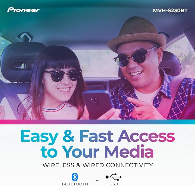 Pioneer MVH-S230BT 1-Din Digital Media Receiver – Bluetooth, USB, 50W x 4 Output, AM/FM Radio, iPhone/Android Compatible, Front/SW (Mono) Selectable RCA Output