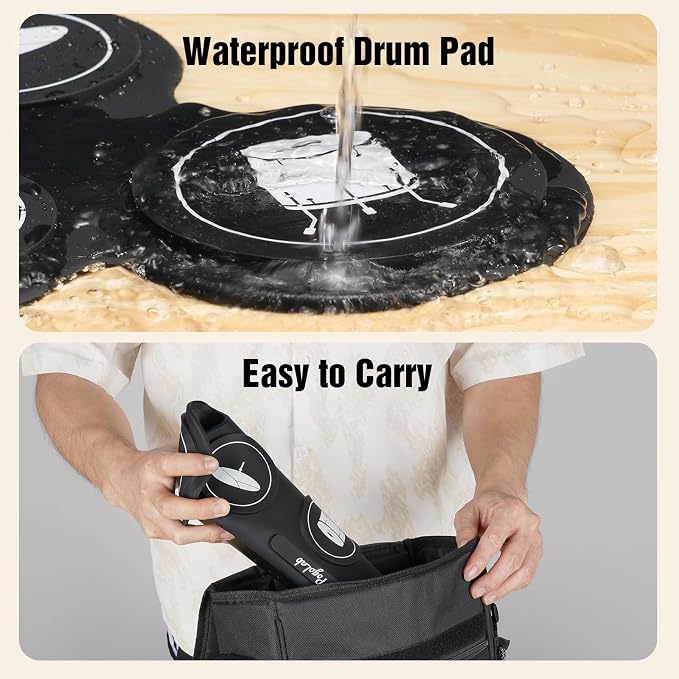 POGOLAB Electronic Drum Set, 7 Pads Roll Up Electric Drum Pad with Wireless Function, Portable Rechargeable Midi Drum Kit with Built-in Speaker/Pedals/Headphone Jack, Great Holiday Gift for Beginner