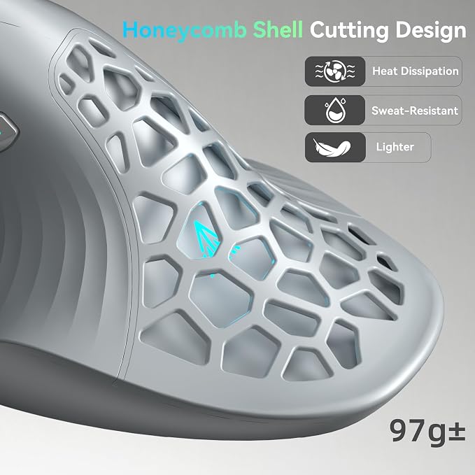 SOLAKAKA E9 PRO Ergonomic Vertical MMO Mouse with 8K Dongle, Gray-Silver | Ergonomic 45° Grip vertical,PAW3395 36000 DPI Sensor, Tri-Mode Wireless,10 Side Buttons,1000mAh Rechargeable,RGB