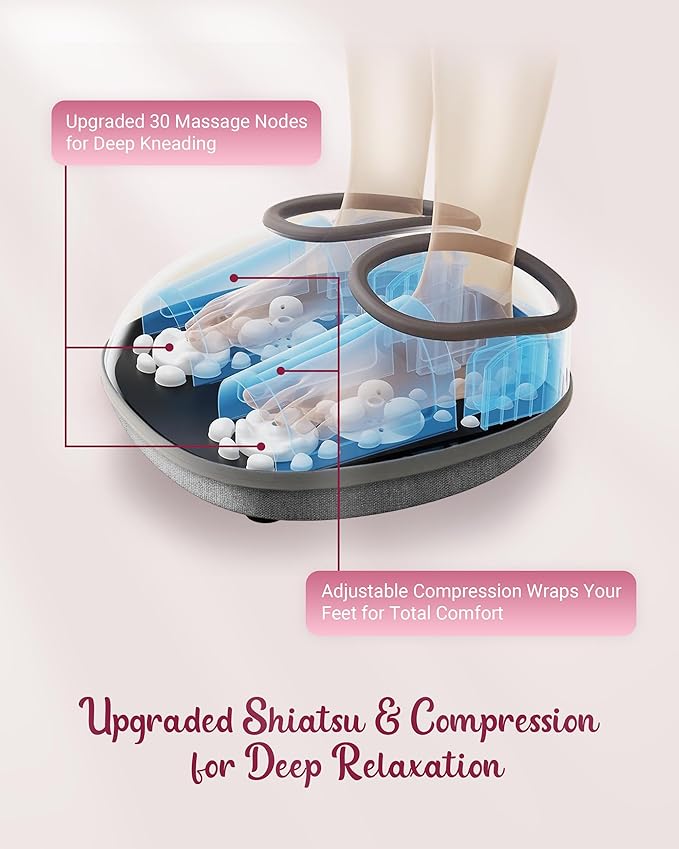 Shiatsu Foot Massager with Heat [2026 Upgraded], Gifts for Him Her, FSA Eligible Deep Kneading Compression, Remote Control, HSA Feet Massage for Plantar Fasciitis, Fits Size 14