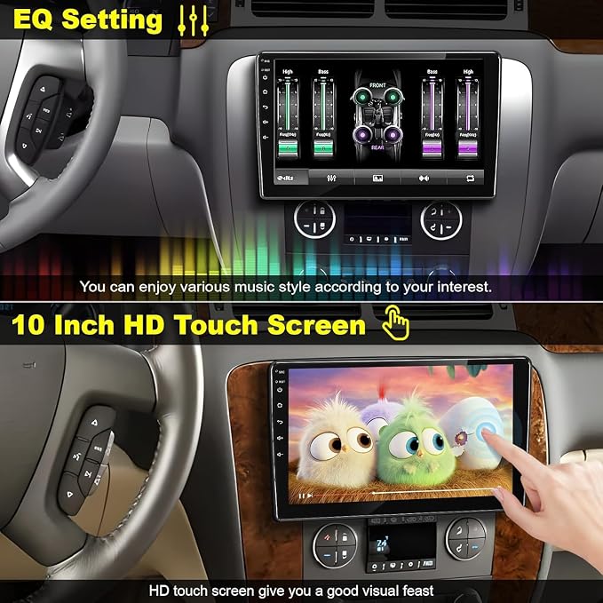(8-core+64G) Android 15 Car Radio for Chevrolet Chevy Silverado GMC Sierra Yukon, 10" QLED Touch Screen Car Stereo Build-in GPS Wireless CarPlay Android Auto, Backup Camera/DSP/SWC