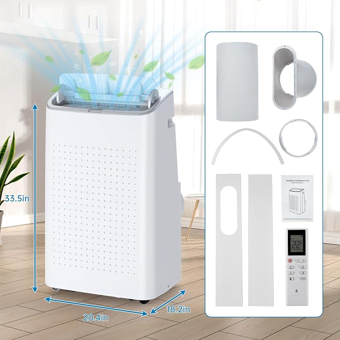 GarveeTech Portable Air Conditioner, 14000 Btu 3 in-1 Ac Unit With Dehumidifier & Fan Mode,Powerful Cooling Up to 750 Sq.Ft, Energy Saving, Remote Timer Control Air Conditioner For Home, School