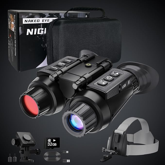 GOYOJO 4K Head-Mounted Night Vision Goggles & Binoculars – Infrared NVG with 4 Color Vision, Manual Focus & 8X Digital Zoom for Hunting, Camping, and Outdoor Surveillance