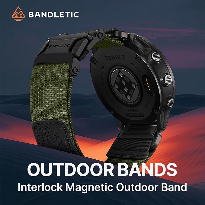 Bandletic Compatible with Garmin Fenix 7 Watch Band, 22mm Quick Fit Magenetic Rugged Nylon Soft Sport Strap for Instinct E & 3 45mm/2/Fenix E/8 47mm/7/6/5/Forerunner 970/965/955/Epix 2/Tactix & Quatix