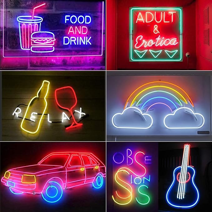 Shine Decor 12V LED RGB Neon Rope Lights Dimmable, 16.4FT Silicone Strip Lighting Remote Control, Flexible Hardwired LED Neon Light Color Changing for Custom Signage Bedroom Gaming Room Party