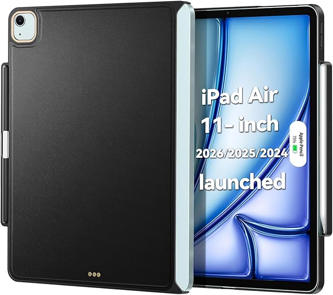 Magic Keyboard Compatible Case for iPad Air 11 inch M4 2026/M3 2025/M2 2024 with Pencil Holder for SmartKeyboard Folio Slim Back Cover,for 10.9" iPad Air 4/5/6th, (Keyboard Not Included), Black