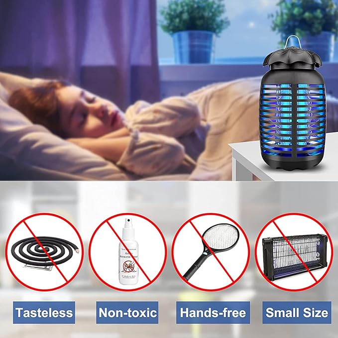 Bug Zapper Outdoor, Mosquito Zapper Electric, Insect Fly Traps Indoor Instant Killing Grid Plug in, 100-120V, Bug Mosquito Killer with 15W Bulb for Patio Garden Backyard Home