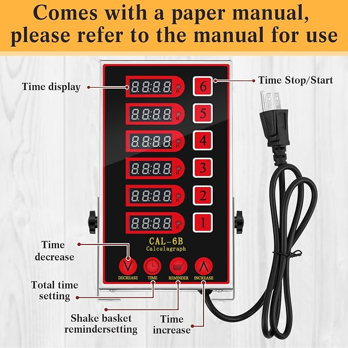 Relaxweex 1 Pack Digital Kitchen Timer, Commercial Cooking Timer with Loud Alarm, Large LCD Display, for Restaurants, Baking, Labs, Multiple Independent Countdown Timers (6 Channel)