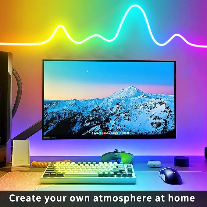 segrass 32.8FT Led Neon Rope Lights Control with App/Remote,Flexible Led Rope Lights,Multiple Modes,IP65 Outdoor RGB Neon Lights Waterproof,Music Sync Gaming Led Neon Strip Lights for Bedroom Décor