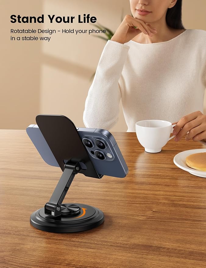 Lamicall Laptop Stand for Desk with 360 Rotating Base + Sturdy Adjustable Phone Stand for Desk