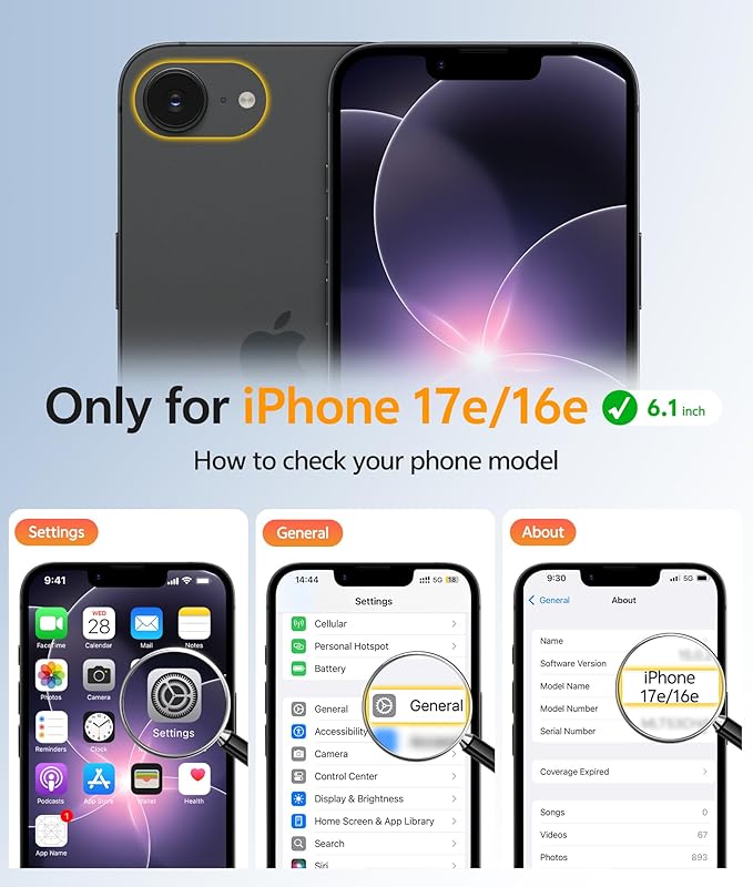 FNTCASE for iPhone 17e Case: iPhone 16e Phone Case [Compatible with Magsafe] Translucent Matte Cases with [Screen Protector] Military Grade Shockproof Protective Phone Cover - Matte Black