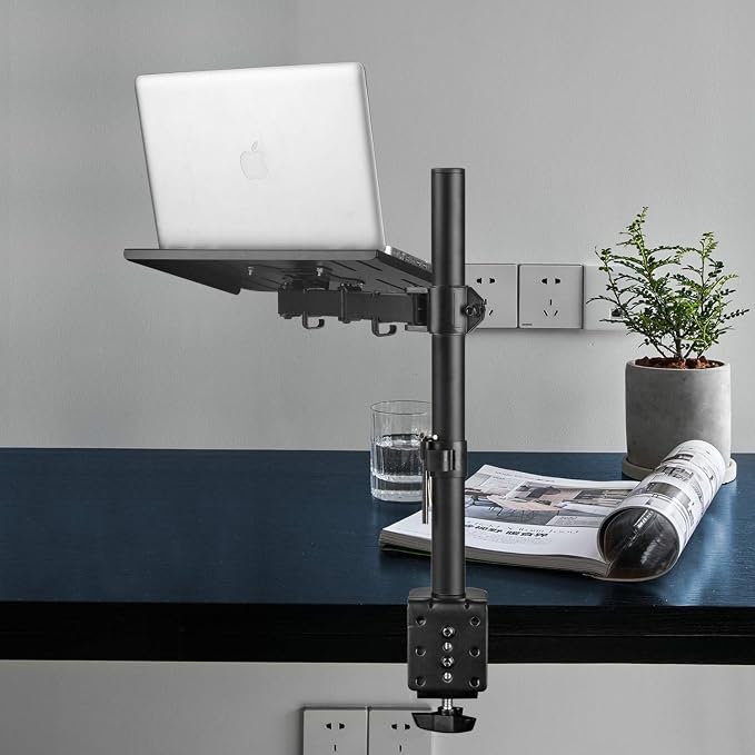 suptek Laptop Notebook Desk Mount Stand, Adjustable Single Monitor Laptop Arm Mount with Ventilated Tray,up to 17 inch,Holds up to 22 lbs