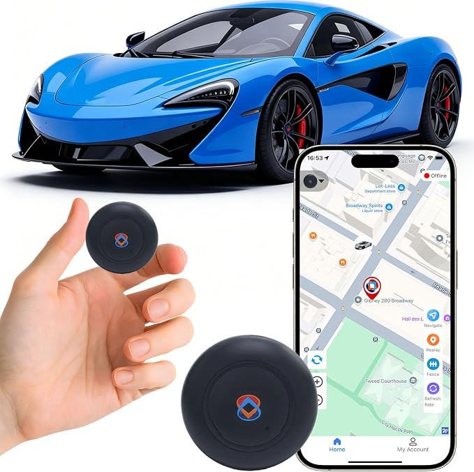 GPS Tracker for Vehicles, Cars, Motorcycles & Fleet - Real-Time Portable Magnetic Tracking Device, No Monthly Fee No Subscription, Global Coverage Location Tracker for Car Kids, Elderly, Pets & Assets