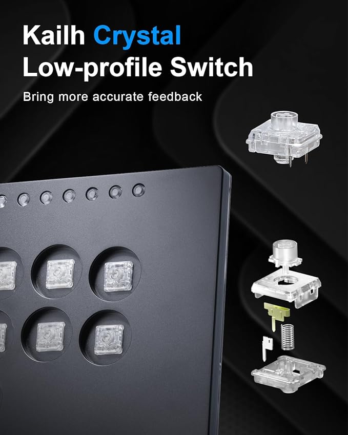 SIXSIR Leverless Arcade Stick Gaming Controller M12+ Large & Slim Aluminum Alloy Template - 12 Key Crystal Low-profile Switches - Custom RGB Leverless Controller for PC/PS4/PS3/Switch