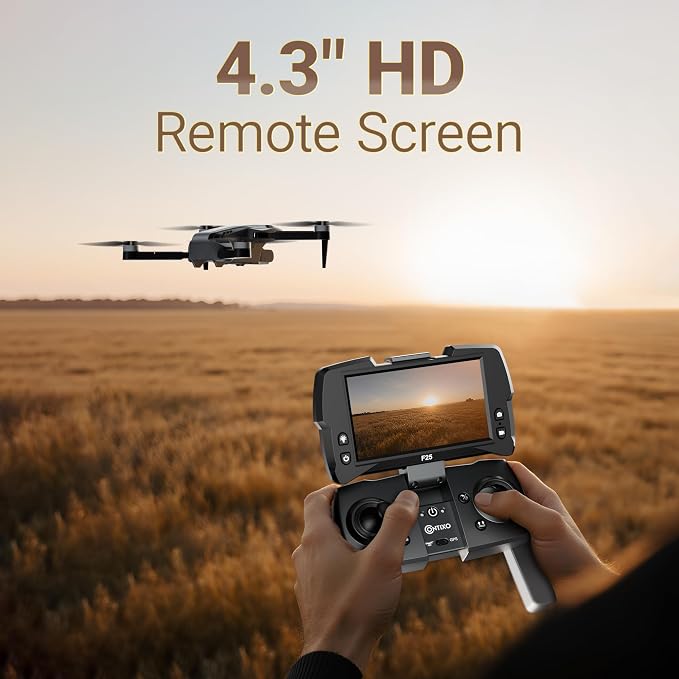Contixo F25 GPS Drone for Adults with 1080p HD Camera, 4.3" FPV RC Screen Included, Waypoint Flight, Orbit Mode, Selfie Mode, Altitude Hold, 16 Min Flight, Carrying Case, Landing Pad, 5.9oz/167g