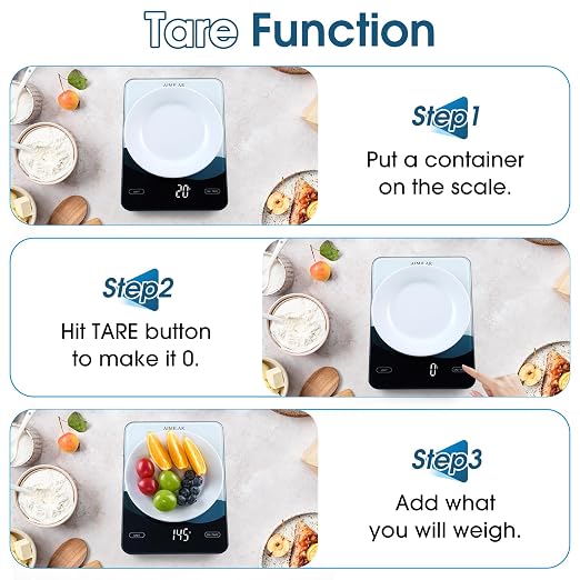 AIMILAR Bluetooth Smart Kitchen Scale 10kg/22lb - Nutrition Food Scale with App Calorie & Macro Tracker, 19+ Nutrients Analysis, USB-C Rechargeable, Tempered Glass, LED Display