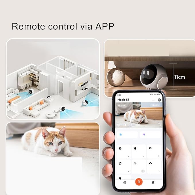 Fockety Smart Pet Camera, 1080P HD Movable Robot with 360 Rotation 2 Way Audio Motion Detection Auto Recharge, for Cats Dogs Baby Elderly Home Security Monitoring