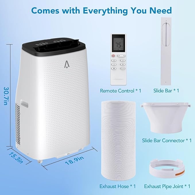 14000 BTU Portable Air Conditioners, 4-in-1 Cooling, Dehumidifier, Fan and Sleep, Quiet Operation, Remote&24H Timer, Window Kit, Cools Rooms up to 750 Sq.Ft, for Bedroom, Office