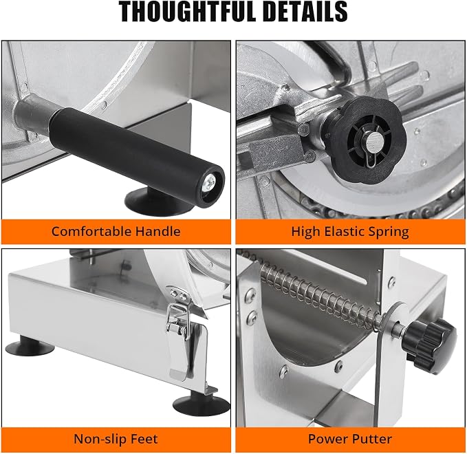 Commercial Vegetable Fruit Slicer, 0.2-10mm Adjustable Thickness, Stainless Steel Manual Vegetable Cutter Machine for Slicing Fruit Potato Lemon Onion Cabbage Tomato