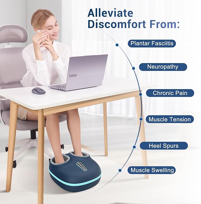 2-in-1 Shiatsu Foot Massager with Heat, Foot Warmer Heating Pad for Circulation and Pain Relief, Plantar Fasciitis, Neuropathy, Adjustable Kneading Massagers for Feet Back, Gifts for Women, Men
