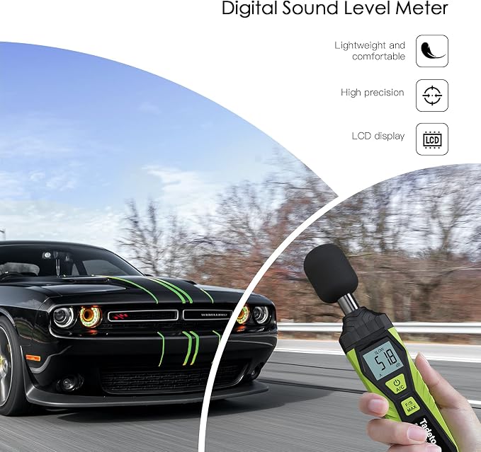 Decibel Meter, Tadeto Digital Sound Level Meter Portable SPL Meter 30dB to 130dB MAX Data Hold with LCD Display Backlight A/C Weighted for Home Factories