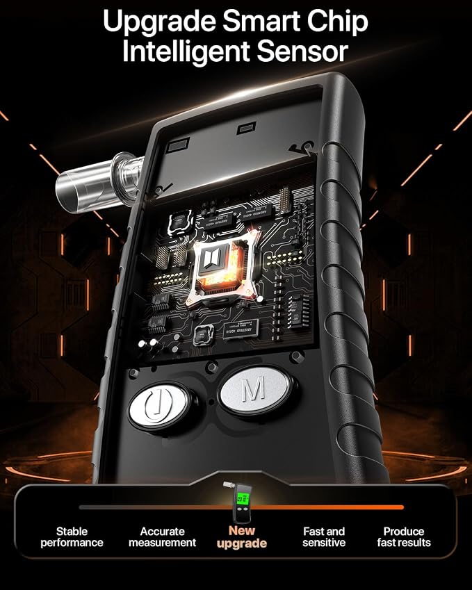 2026 Upgraded Breathalyzer,Breathalyzers for Alcohol with LCD Digital Display,Alcohol Breathalyzer Tester for Home Use,Portable Breathalyzer with 10 Mouthpieces and Carrying Case