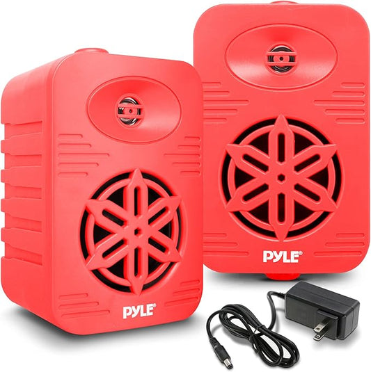 PyleUsa Bluetooth Indoor Outdoor Speakers Pair - 300 Watt Dual Waterproof 4” 2-Way Full Range Speaker System w/ 1/2” High Compliance Polymer Tweeter Home,Boat, Marine,Deck, Patio,Poolside - PDWRBT46RD