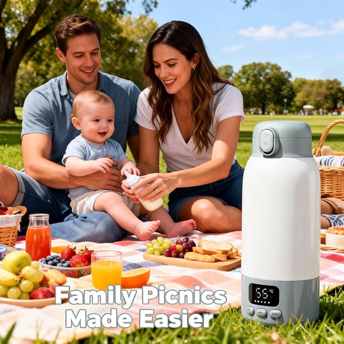 17oz Portable Bottle Warmer for Travel, Milk Warmer, Portable Water Warmer for Breastmilk & Formula, Bottle Warmer On The Go, Fast and Even Heating, Leakproof, with Adapter