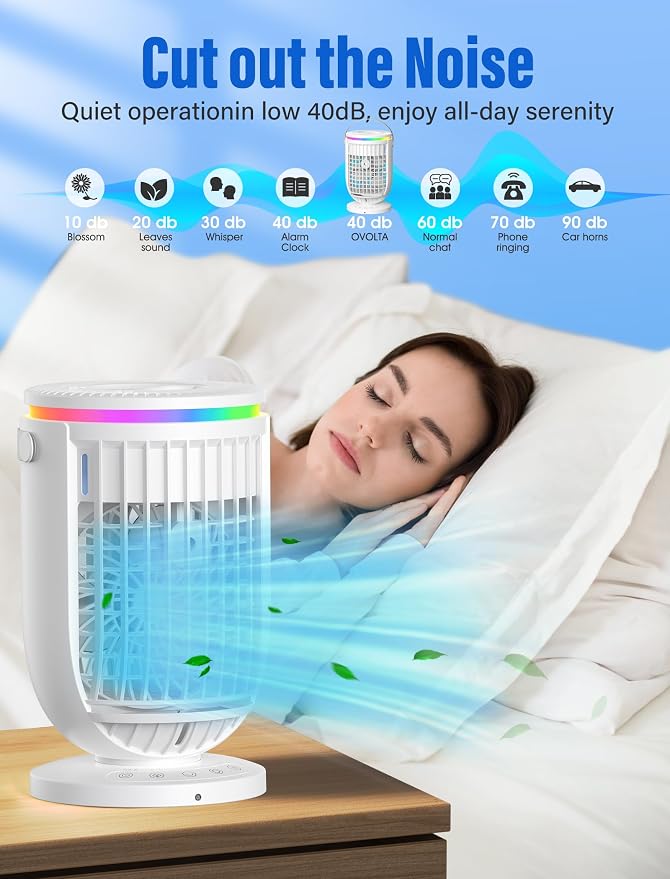 Portable Air Conditioners Fan with 120° Rotating Function,JYew Evaporative Mini Room Air Conditioners,Portable AC Unit Air Cooler with 4 in 1 Humidifier Fan Conditioner,AC Portable for Bedroom Office