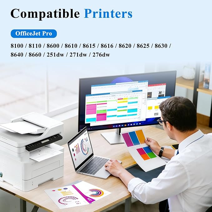950XL 951XL Ink Cartridges Compatible for HP 950 951 Ink Cartridges Combo Pack Work with HP Printer OfficeJet Pro 8600 8610 8620 8100 8630 8625 Printer 950 Black 951 Color Cyan Magenta Yellow(4 Pack)
