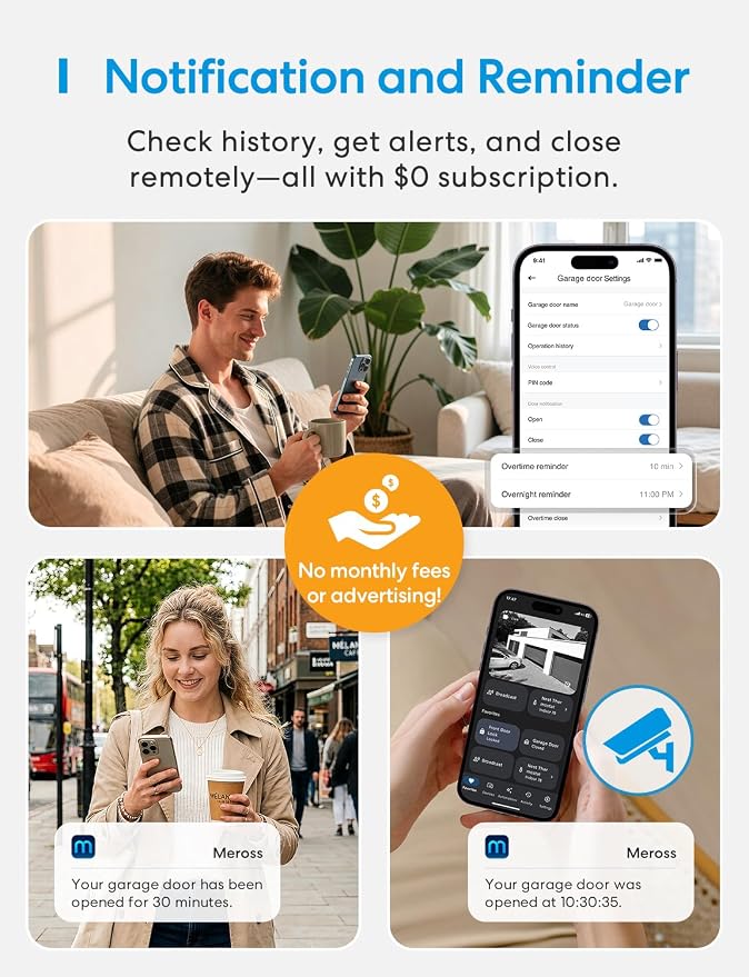 meross Smart Garage Door Opener Remote, Compatible with Amazon Alexa, Google Assistant and SmartThings, Enhanced Compatibility, App/Voice Control (Non HomeKit Version)